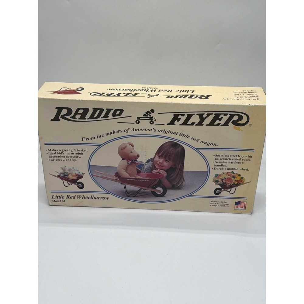 Radio Flyer Little Red Wheelbarrow Model 4 Vintage‎ Steel Toy Made in USA NIB